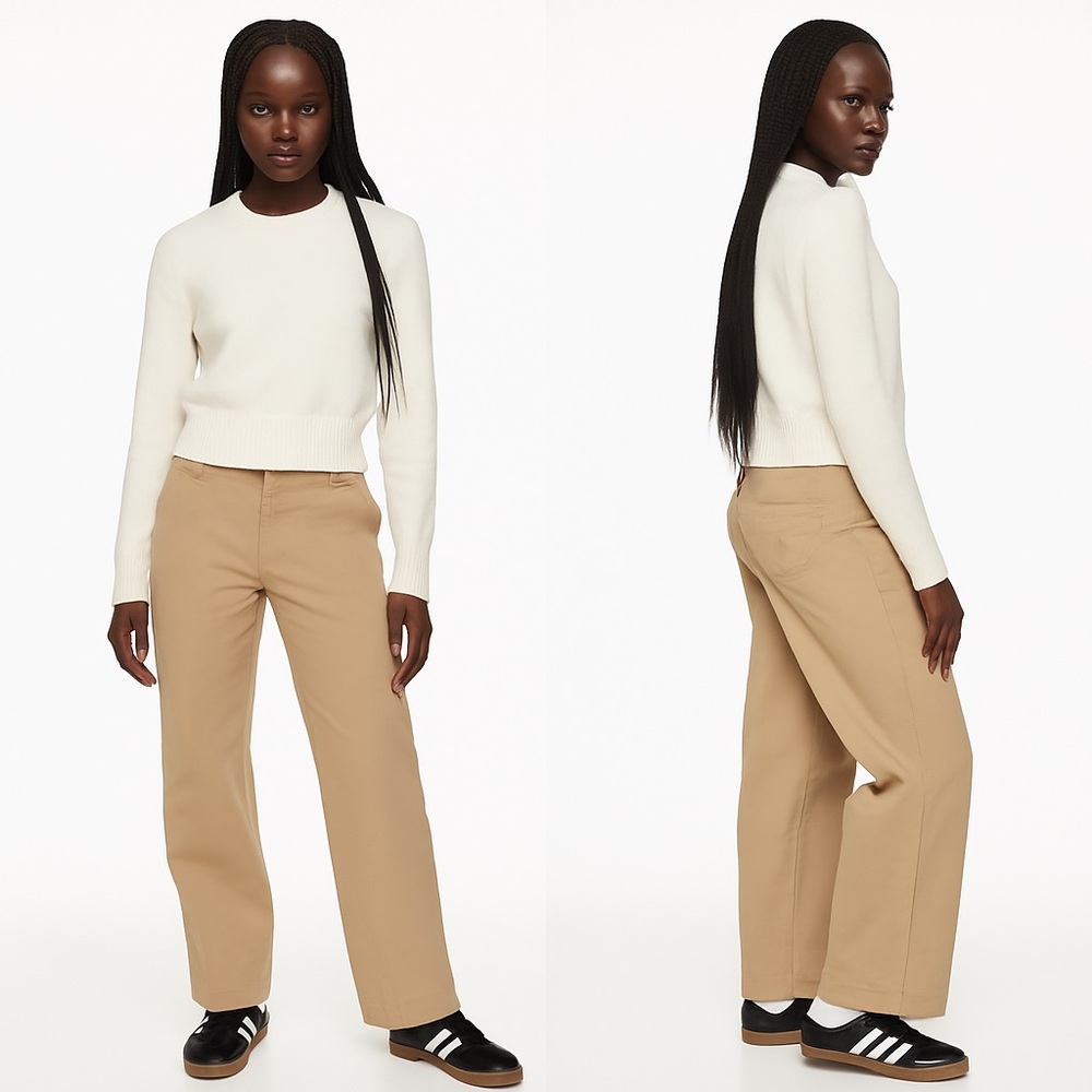 Sunday Best Jaden Pant Khaki Chinos Mid Rise Straight Leg Organic Cotton Size 4